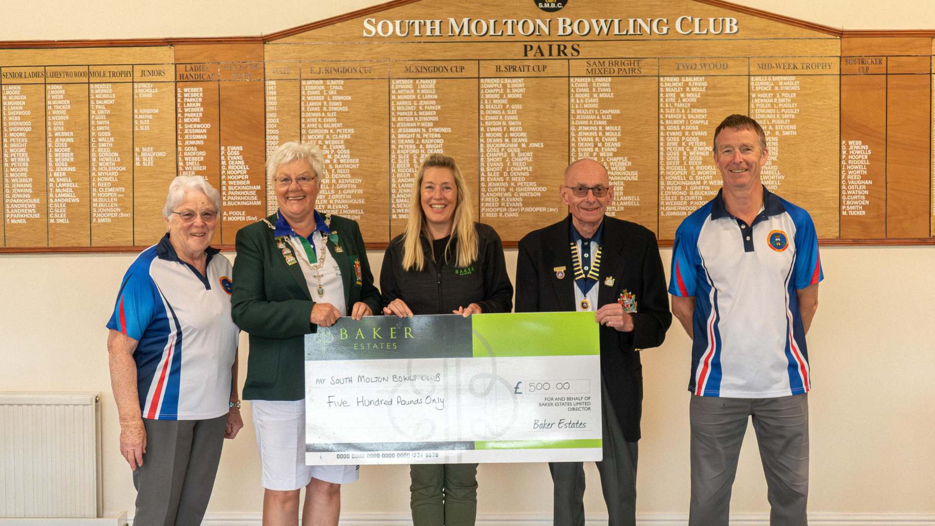 South Molton club members bowled over by sponsorship from Baker Estates